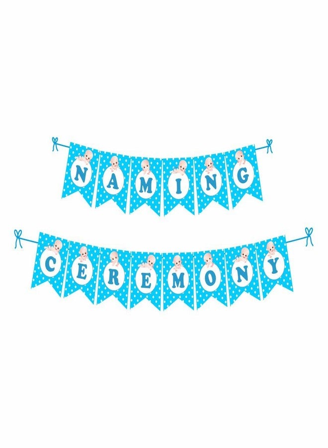 Untumble Naming/Baptism Ceremony Decoration Kit For Baby Boy|Blue Baby Boy Name Ceremony Kit With Naming Ceremony Banner, Silver Foil Curtain, & Balloons |Pack Of 42 - Image 3